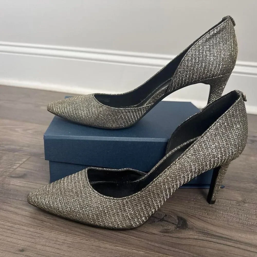 Michael Kors Womens Metallic Glitter Pointed Toe Dorsay Heels Pumps Size 7M NWOB